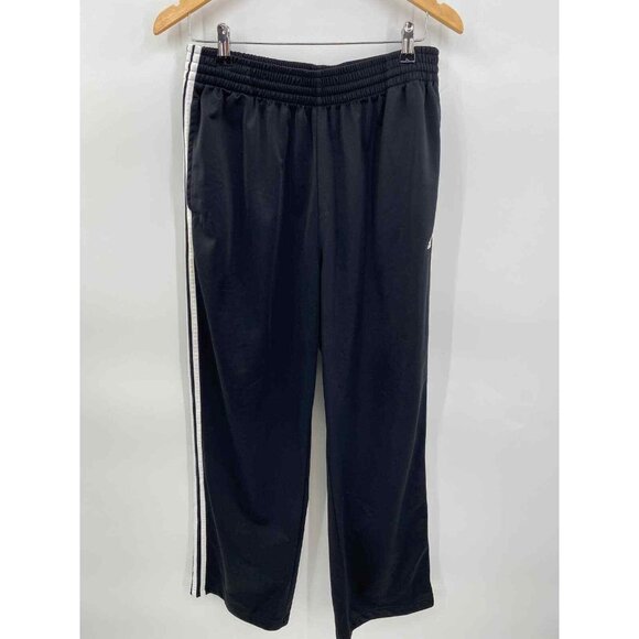 Adidas Athletic Warmup Pants‎ Mens Large Black White Stripe Polyester Drawstring - Picture 2 of 11